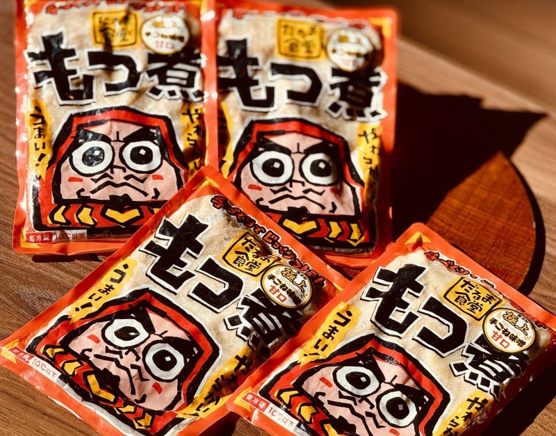 画像1: だるま食堂　手ごね味噌のもつ煮（甘口）４００ｇ×４パックセット (1)